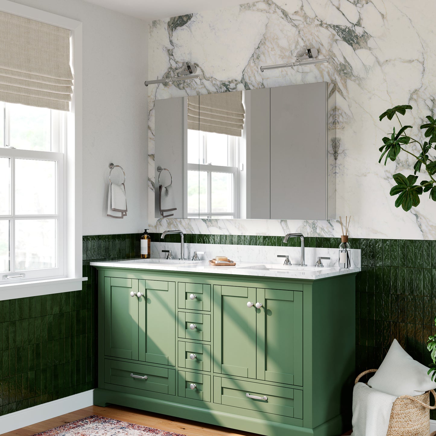 48x30 inch Medicine Cabinets Bathroom Mirror Cabinet with 3 Doors
