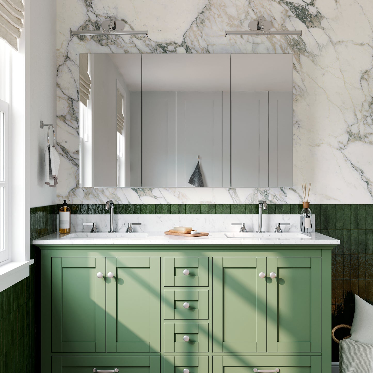 48x30 inch Medicine Cabinets Bathroom Mirror Cabinet with 3 Doors