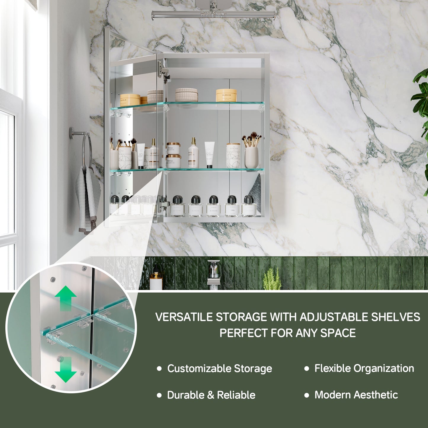 16x24 inch Bathroom Medicine Cabinet with Mirror