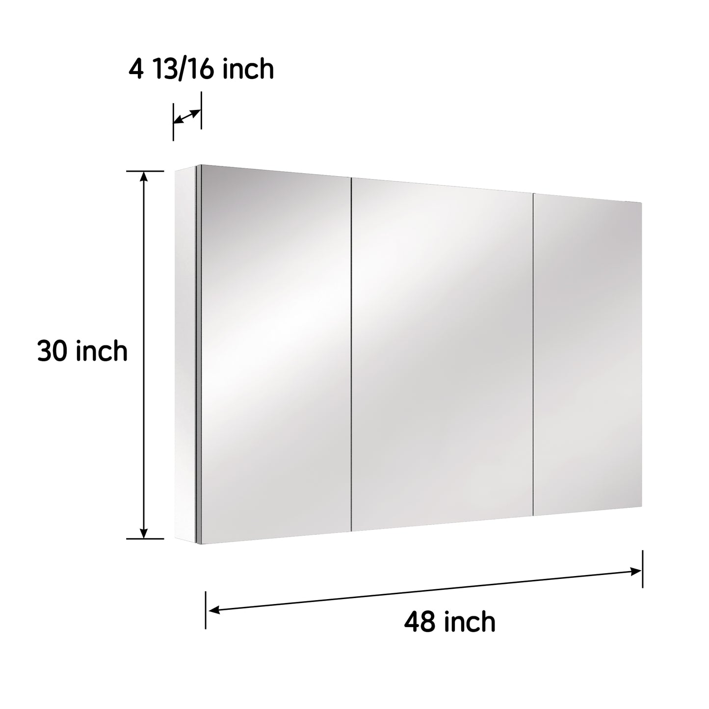 48x30 inch Medicine Cabinets Bathroom Mirror Cabinet with 3 Doors